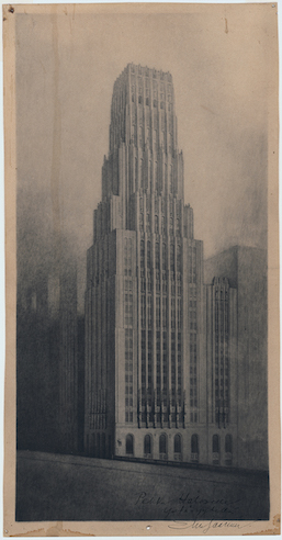 Eliel Saarinen, Chicago Tribune Tower design proposal, perspective sketch, digital reproduction (original pencil and ink on paper), © The Museum of Finnish Architecture, 1922